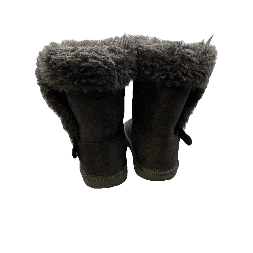 THE CHILDREN'S PLACE Black Suede W/Faux Fur & buckle Boots Size 11 toddler‎
